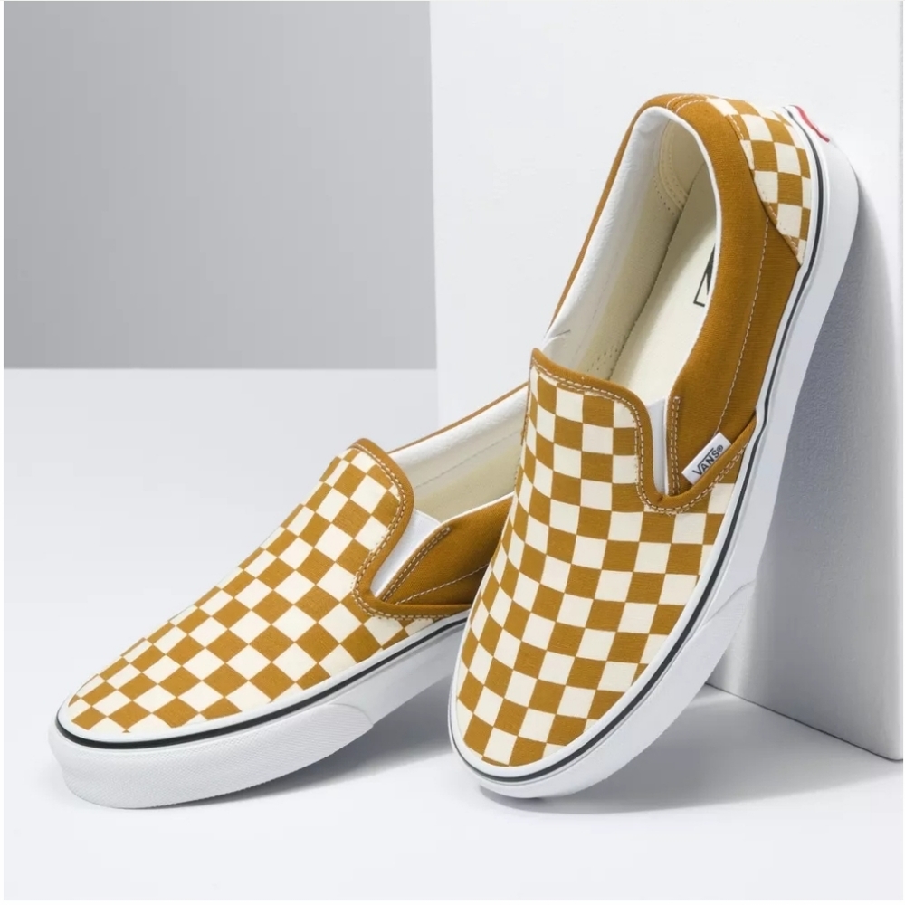 Vans gold check slip on sneakers,  ladies size 6.5